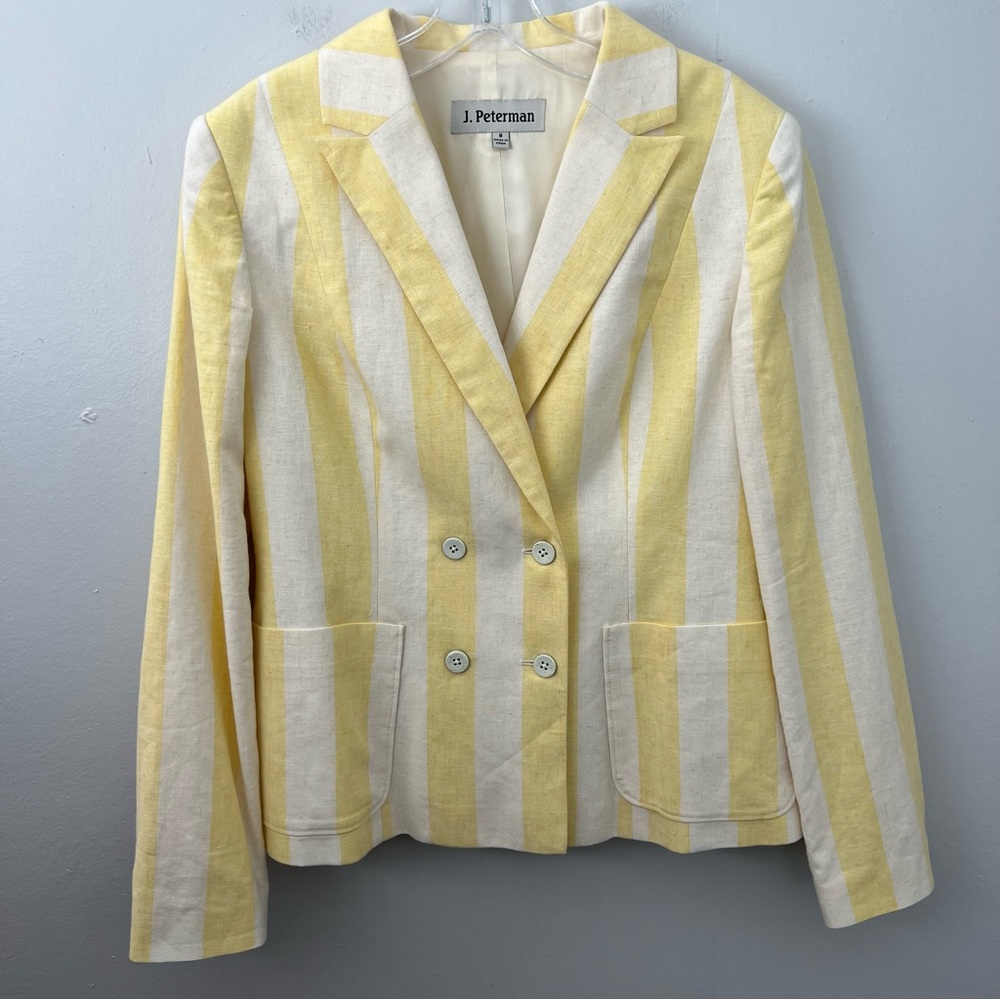 J. Peterman Yellow and White Striped Blazer